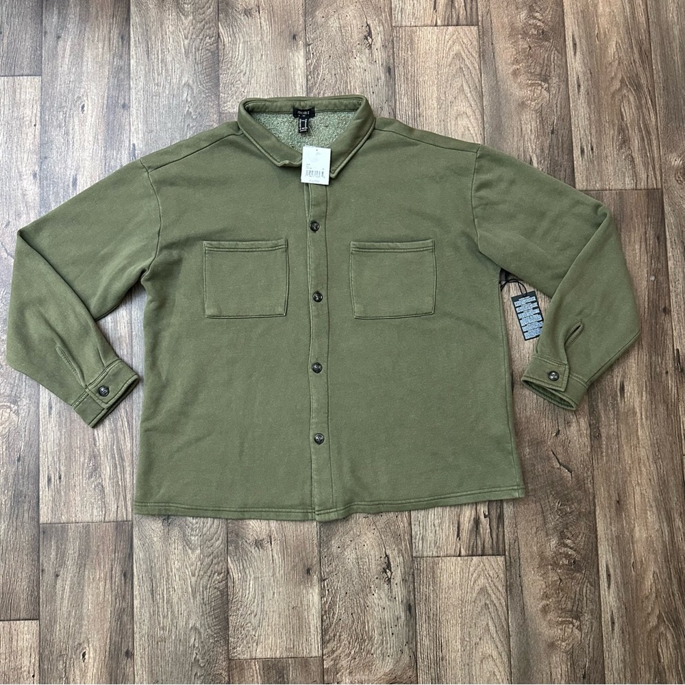 Forever 21 Cotton Blend Shirt Jacket Men’s Size XL Olive Green